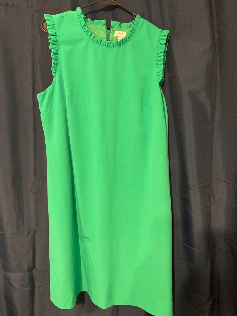 J. Crew Girls' Ruffle-Trim Shift Dress - Bright Green